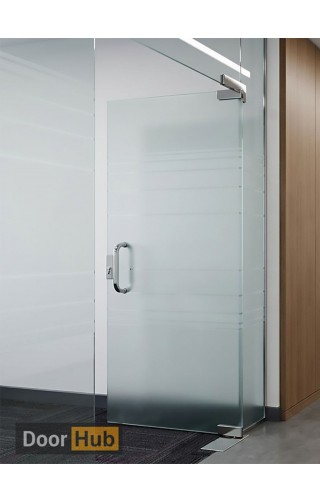 Sandblasted Tempered Glass Pivot Door 10mm UAE for Clinic Privacy